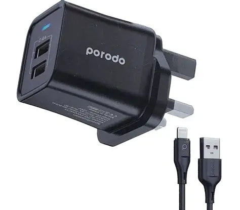 Porodo Dual Outpot Charger With 2.4A Auot ID Technology