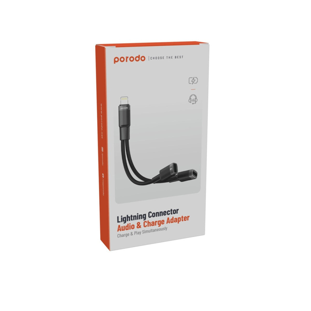 Porodo Lightning 2IN1Lightning Connector Audio & Charge Adapter