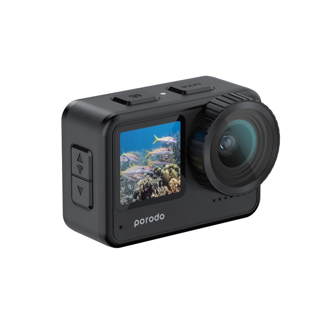 Porodo Fully Waterproof UHD Action Camera Dual Display Video Stabilisation 4K