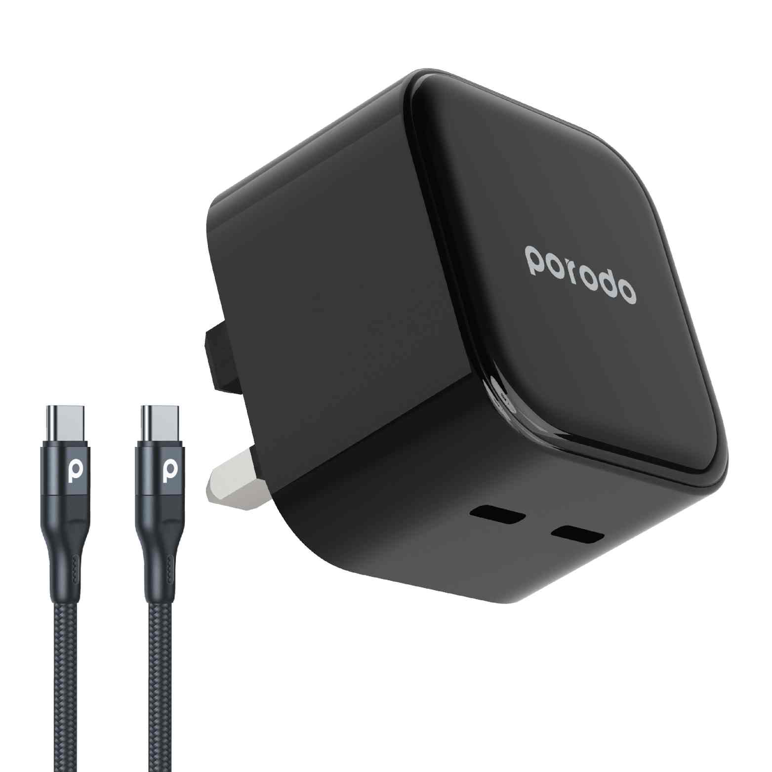 شاحن حائطي Porodo Super - Fast Dual USB-C PD 35W
