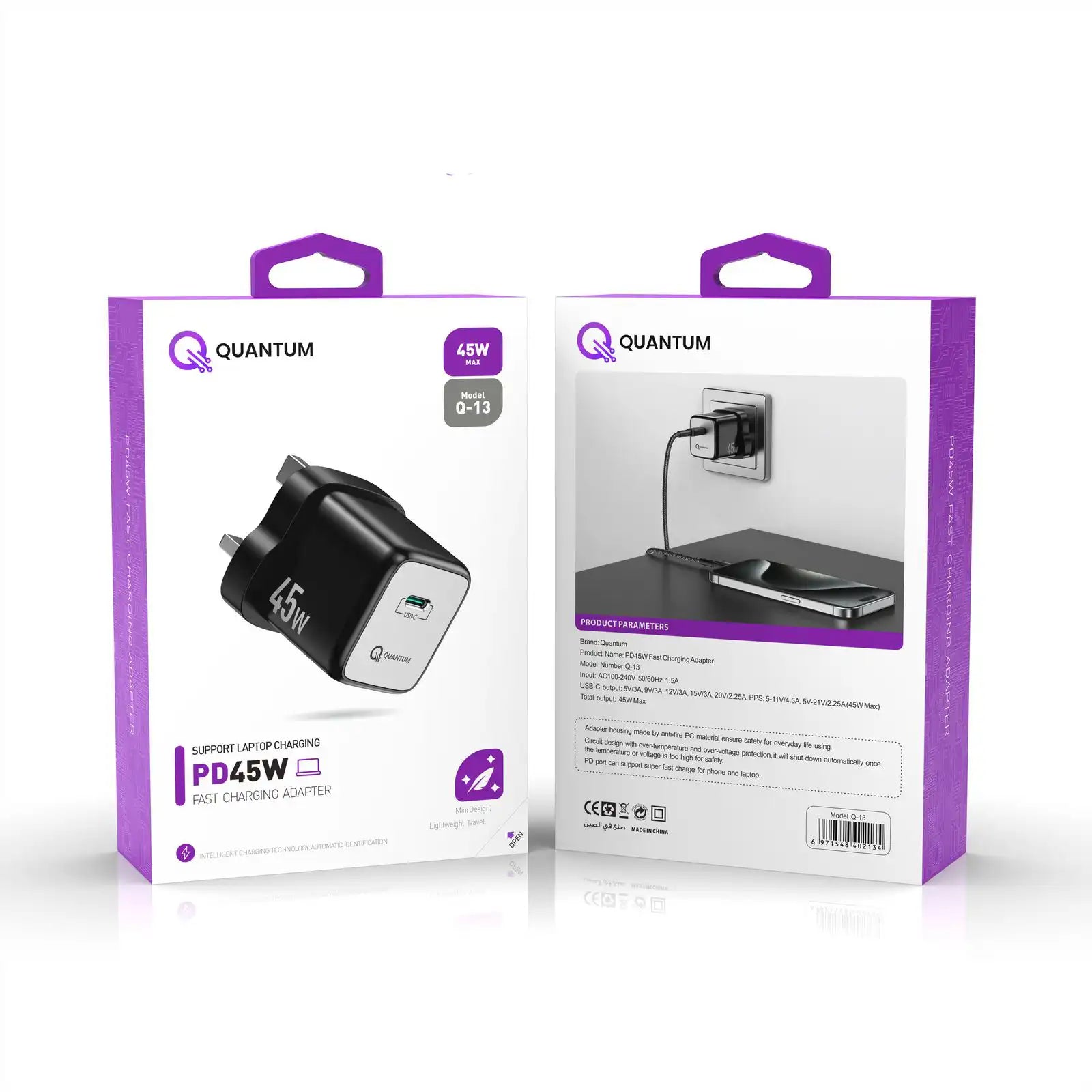 Quantum Support Laptop Charging PD45W Fast Charging Adapter Q-13