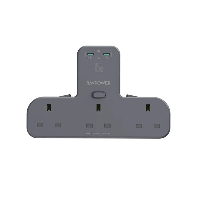 Ravpower Power Outlet Extender With 3 AC Outlets And 2 USB-C PD 45W - RP-PC1069