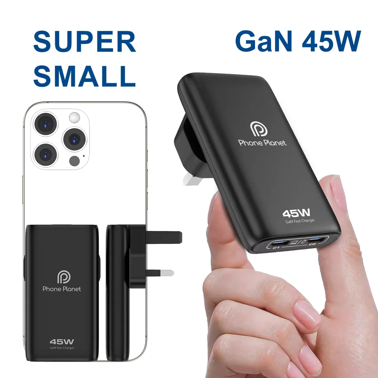 Phone Planet Universa Gan Fast Charger For Laptop And Mobile Phone 45W Max PP-45W Gan