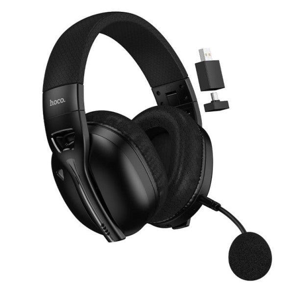 hoco Gaming Wireless Headphones USB-A+USB-C 2.4G Reciver W114 Black