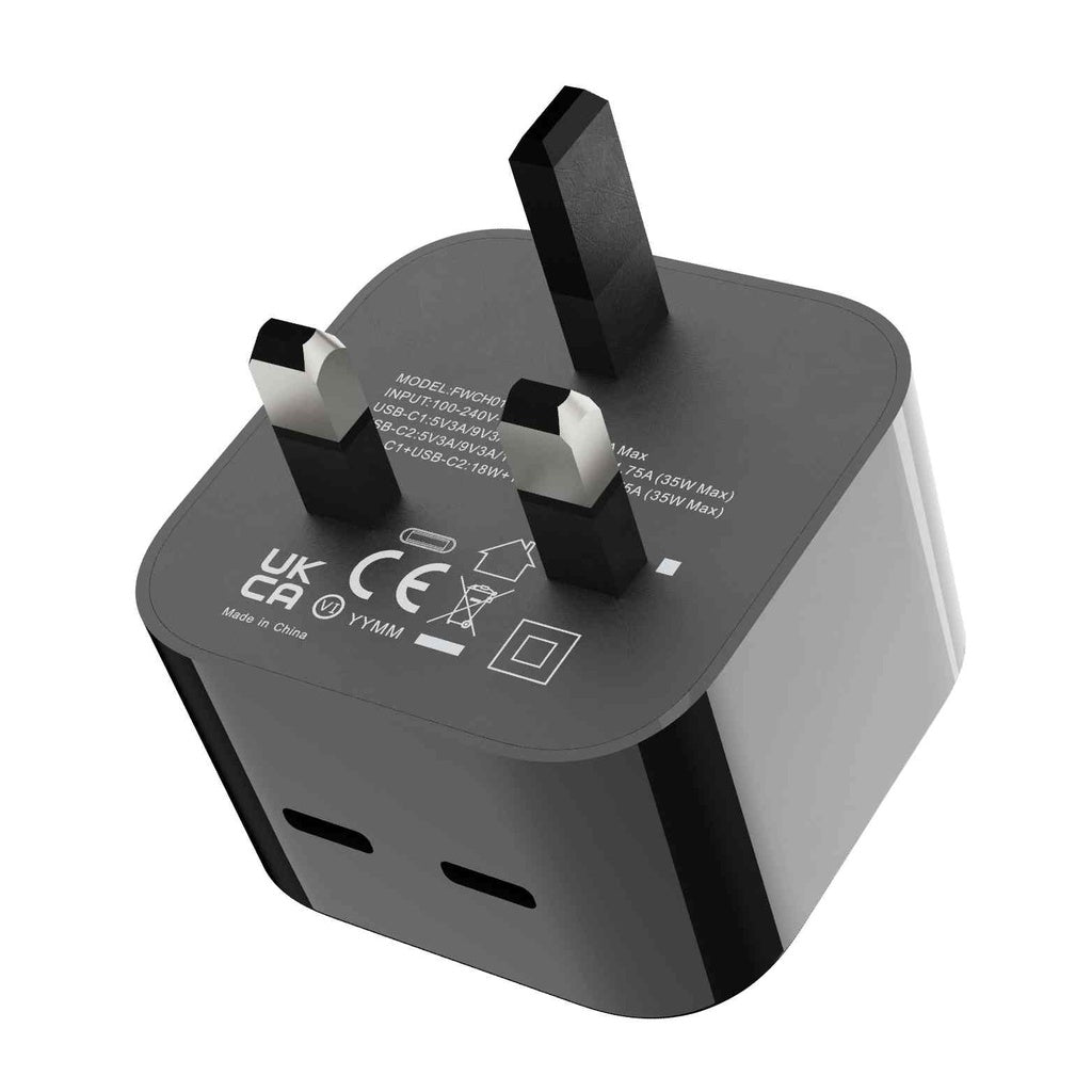 Porodo Super - Fast Dual Usb-C Wall Charger PD 35W