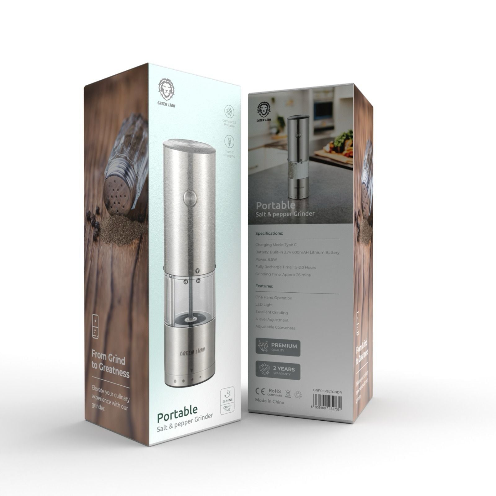 Green Lion Portable Salt & Pepper Grinder