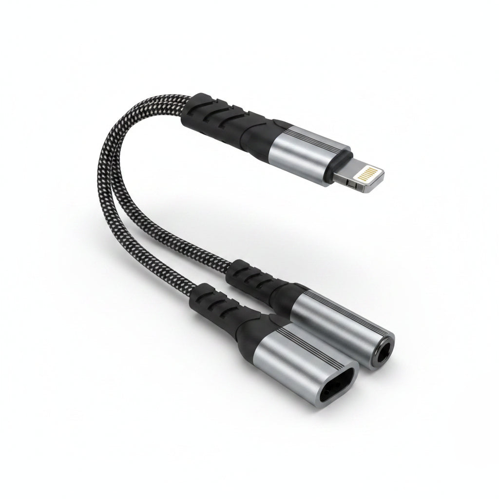 Adabter 2IN1 Lightning To Lightning+Aux GJ-012
