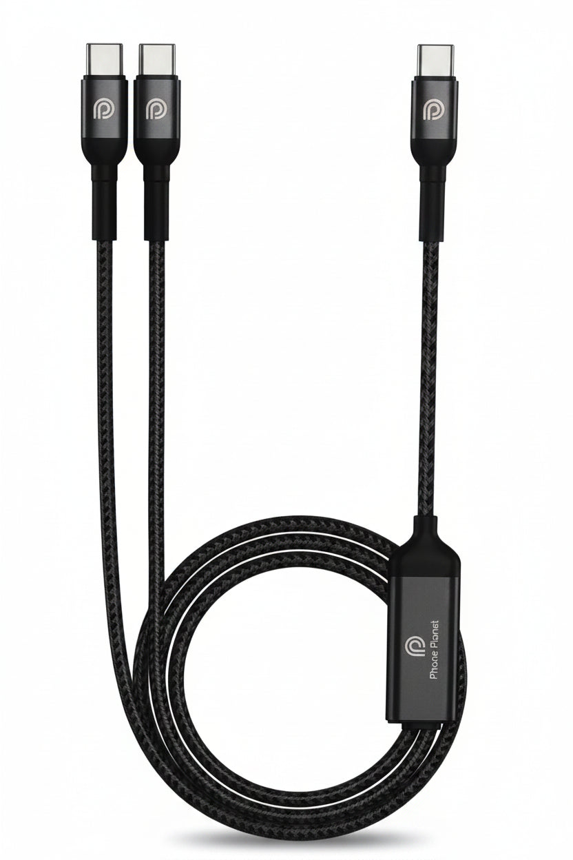 Phone Planet Braided Type-C To Type-C Cable Charge & Data Sync Cable PJ-CC-005-120-BK