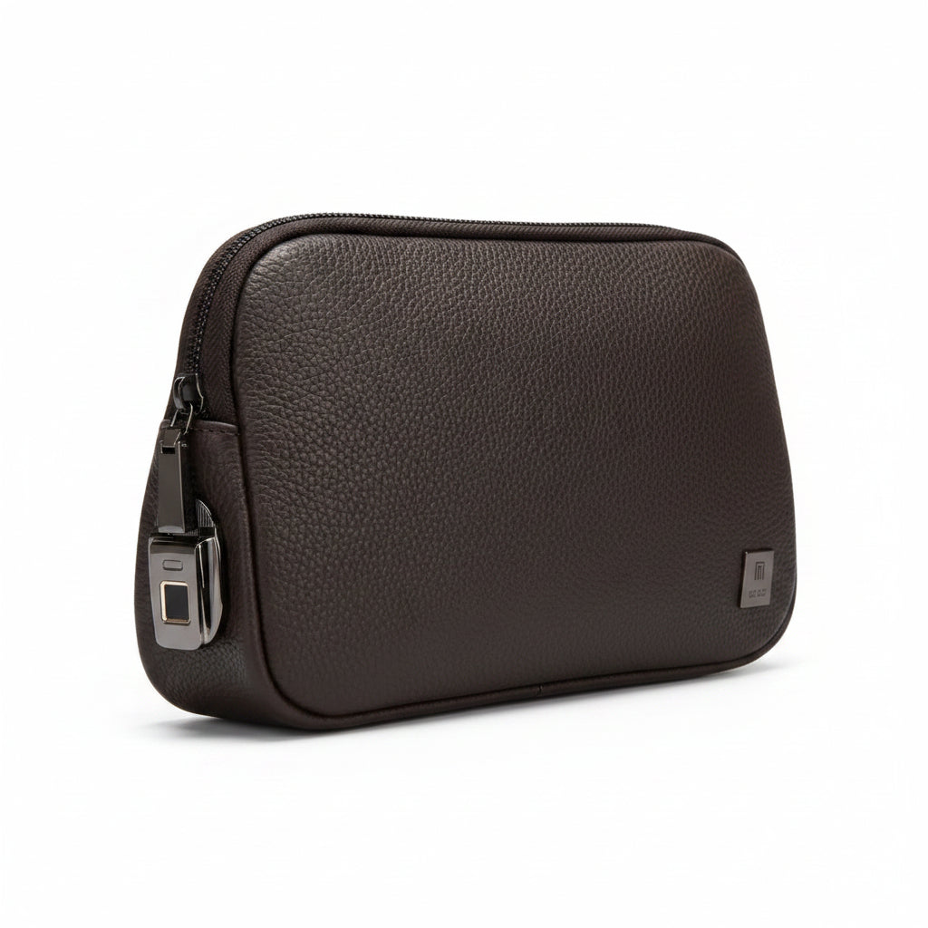 Wiwu Alpha Fingerprint Lock Clutch Bag - Brown