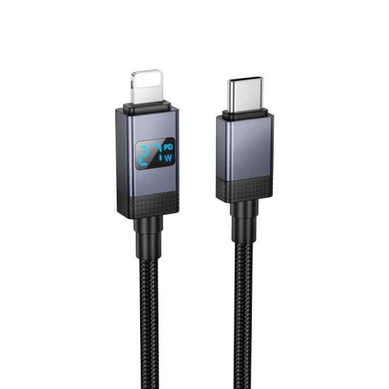 hoco Digital Display Charging Data Cable USB-C TO Lightning 1m X118 Black