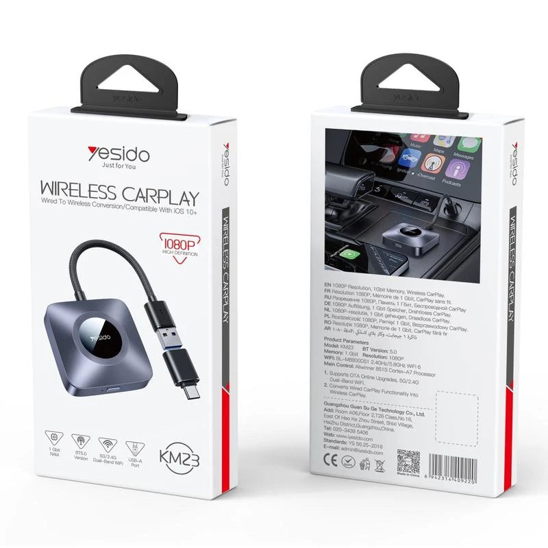 Yesido Wireless Carplay Wired To Wireless Conversion/Compatible With iSO 10+ - KM23