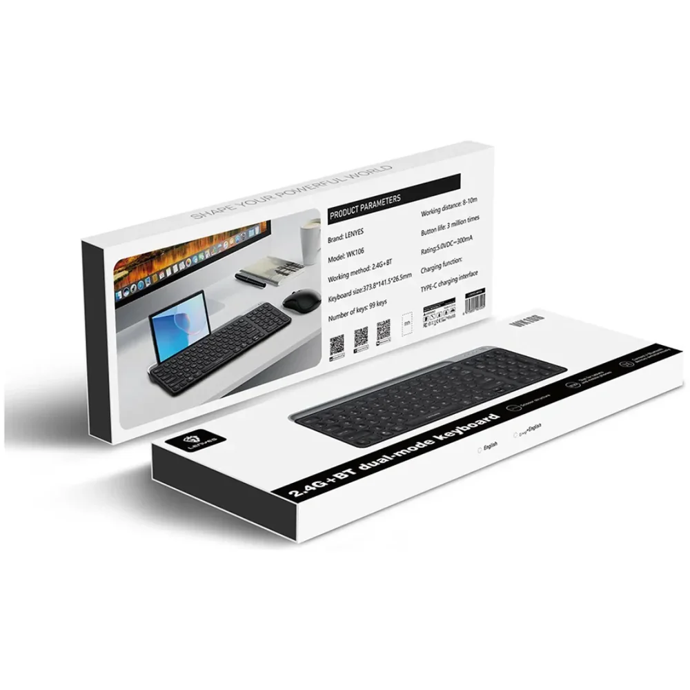 Lenyes 2.4G+BT Dual-Mode Keyboard WK106 Black