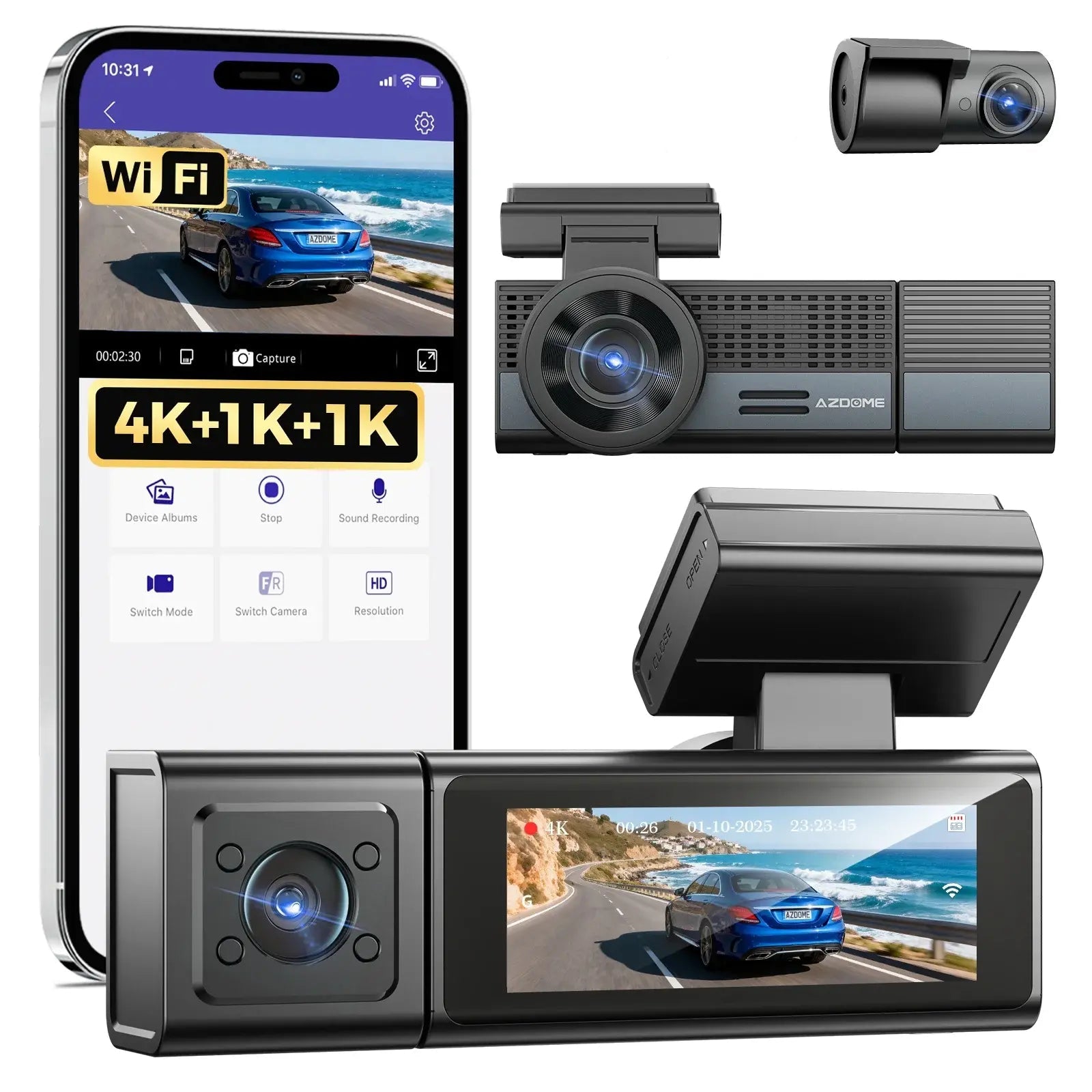 Azdome Wifi Dash Cam 4K M500