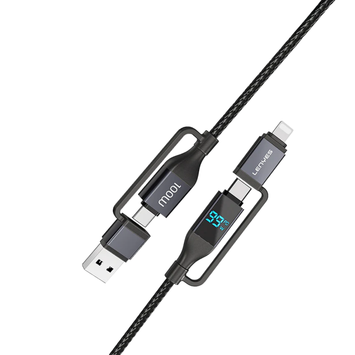 Lenyes 100W 4 IN 1 Data Cable 1m LC568 Black