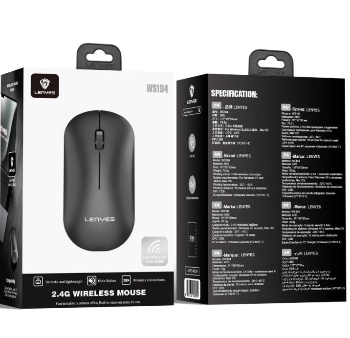 Lenyes 2.4G Wireless Mouse WS104 Black