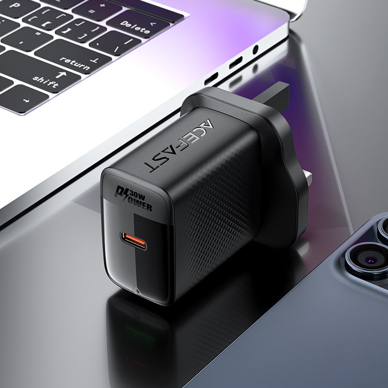 Acefast Gan Fast Single Port Charger With USB-C Port 30W A103 Black