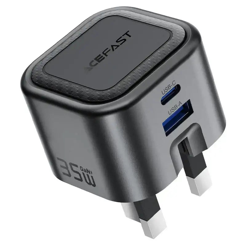 Acefast Gan Fast Dual Port Charger USB-C+USB-A Ports Folding Plug 35W With Cable USB-C 1.2m - A120 B