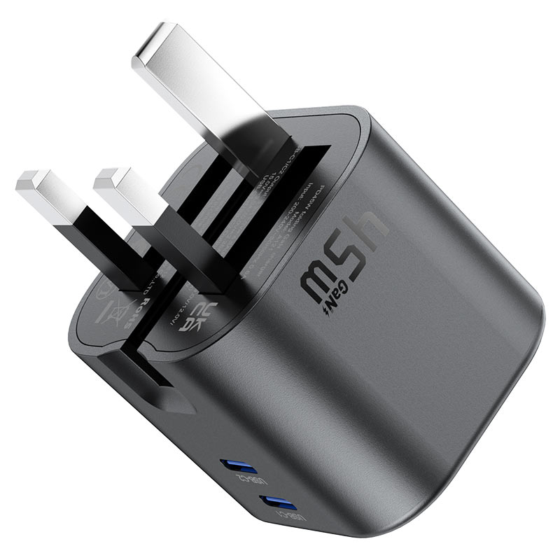 Acefast Gan Fast Dual Port Charger Dual USB-C Port 45W - A121 Black