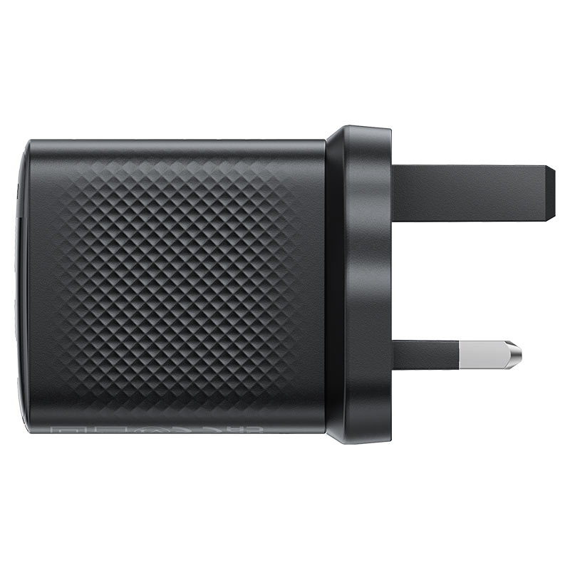 شاحن Acefast Gan ثنائي المنافذ بمنفذي USB-A وUSB-C بقوة 20 واط - A79 أسود