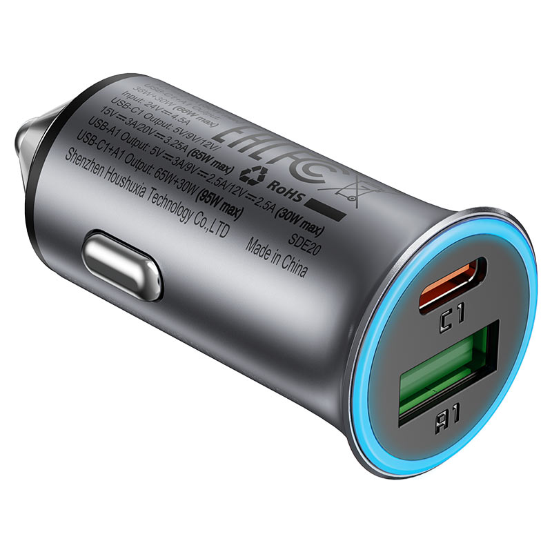 Acefast Fast IN Car Charger USB-C and USB-A Port High Power 95W - B16 Black