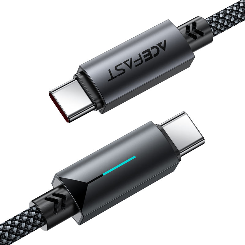 كابل بيانات للشحن السريع من Acefast مزود بموصل USB-C إلى USB-C من سبائك الألومنيوم - C19-03 أسود