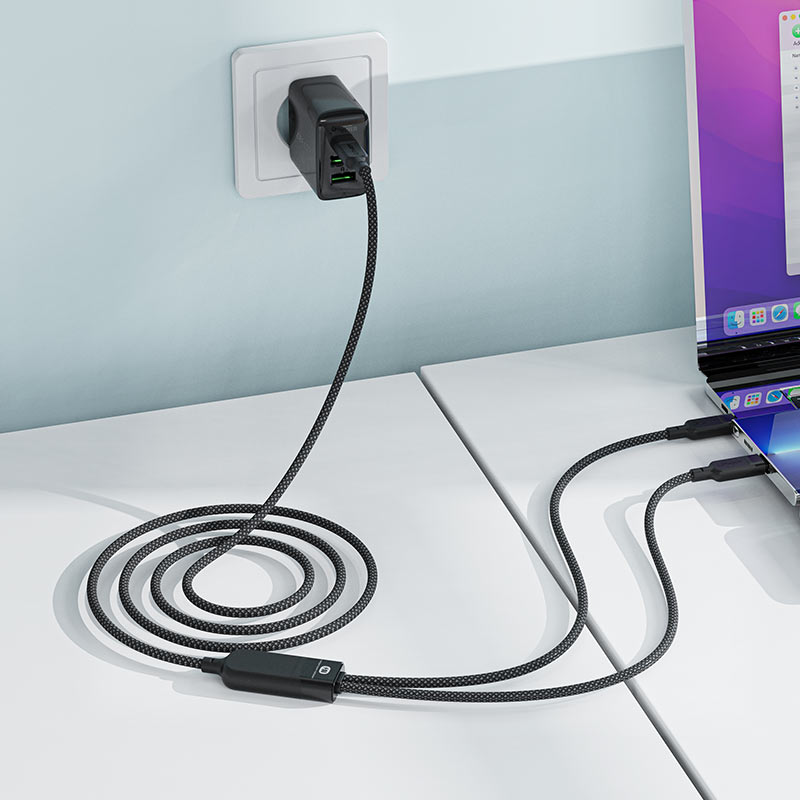 Acefast Fast Charging Data Cable USB-C TO 2xUSB-C 1.2m C5-11 Black