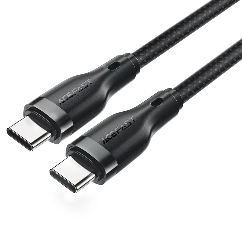 كابل بيانات وشحن سريع من Acefast، USB-C إلى USB-C، 60 واط، 1.2 متر - C8-03 أسود