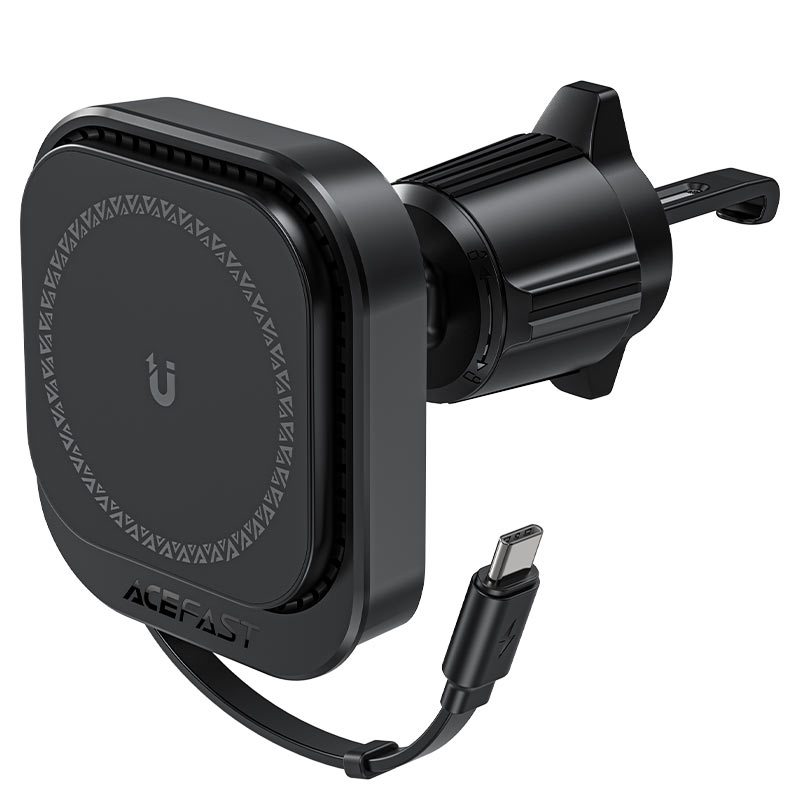 Acefast IN-Car Phone Holder Magnetic Wireless Charger Universal 15W With Retractable Cable - D32 Bla