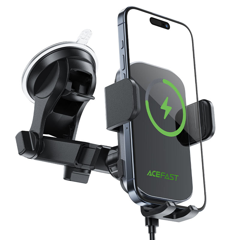 Acefast In-Car Phone Holder With 15W Fast Wireless ChargerAtumatic Clusing and Opening - D53 Black