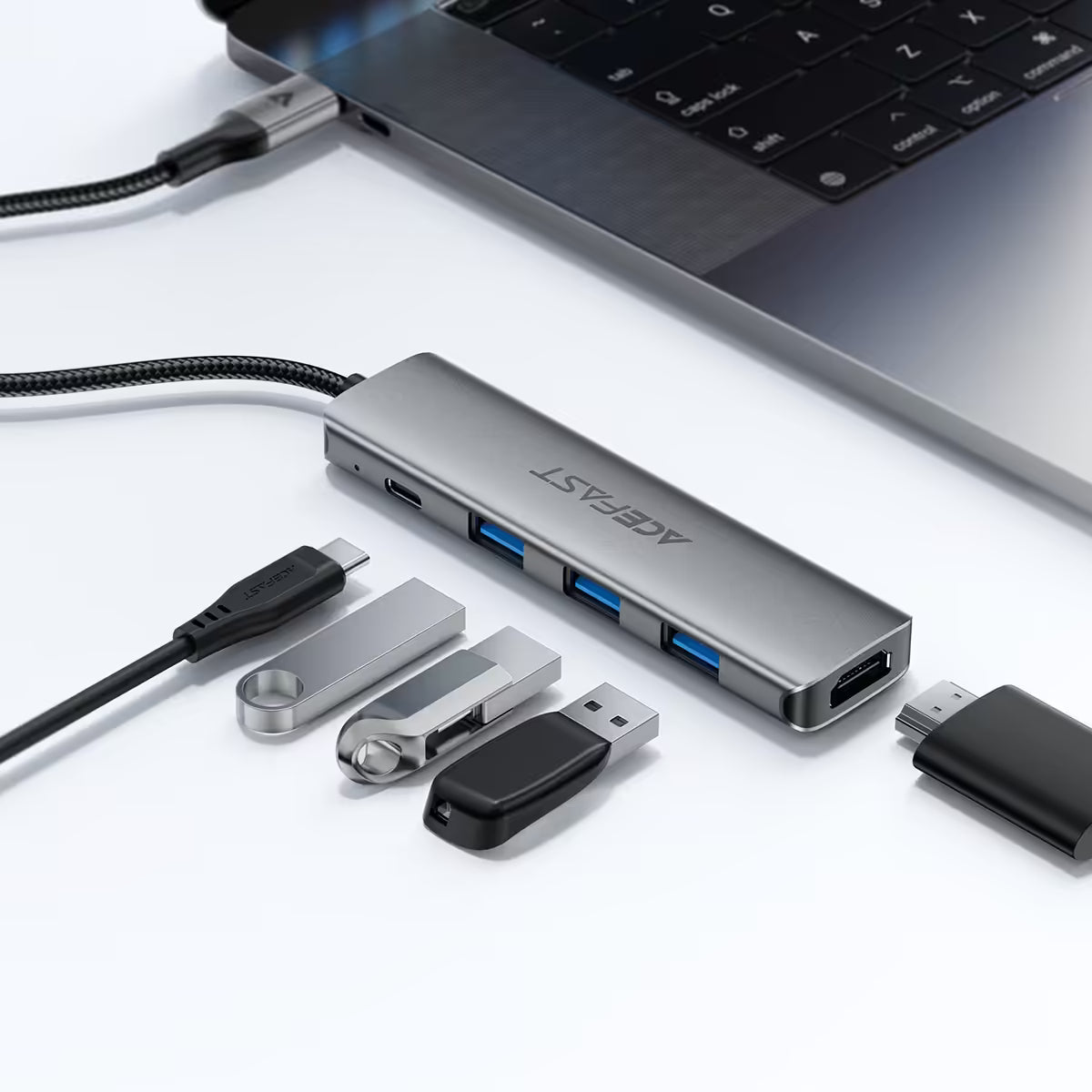 Acefast 5 in 1 USB-C Docking Statino 4K Ultra J16 Metal Gray