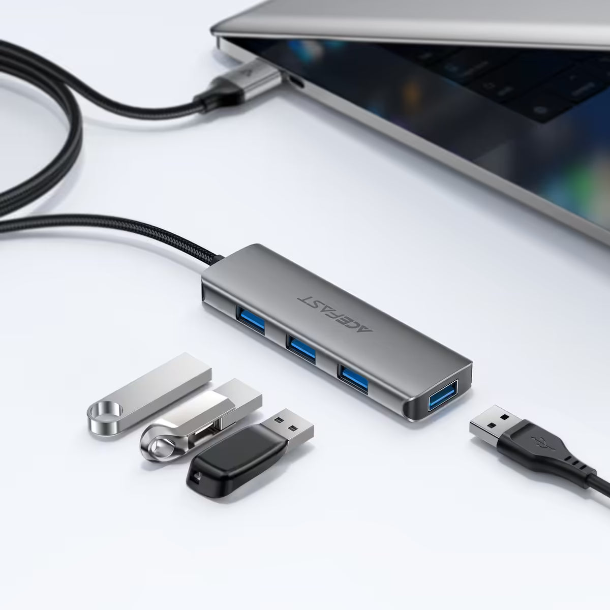 Acefast 4 IN 1 Four Ports USB-A Hub USB-A TO 4x USB3.0 Splitter J17 Metal Gray