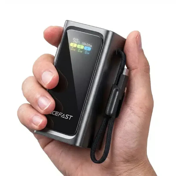 Acefast 20000mAh Fast Power Bank 3 Outpotrs 2 Ports + Cable Lanyard 10W M33 Black