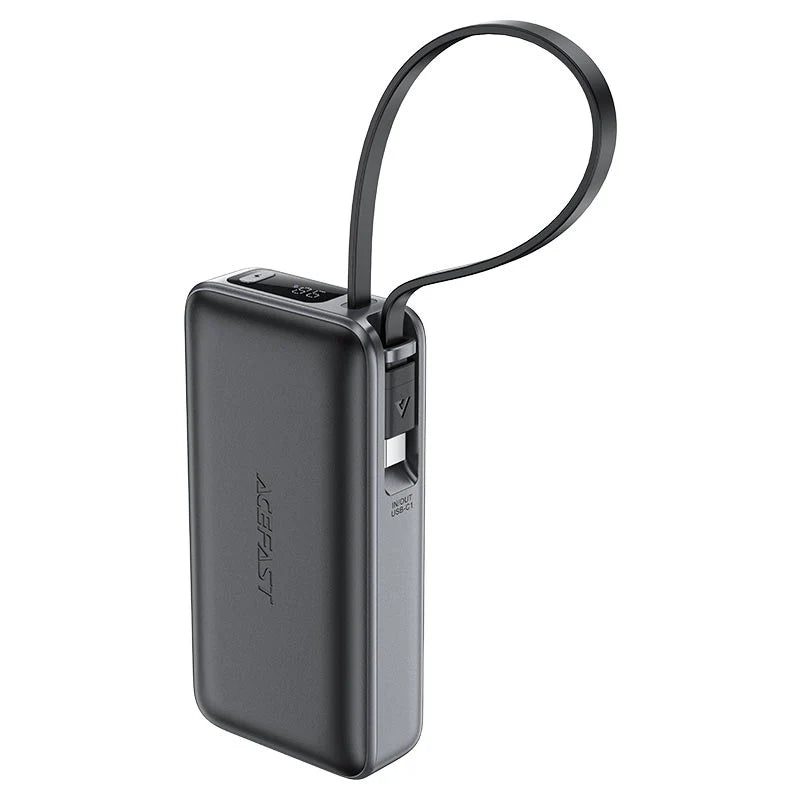 Acefast 10000mAh Fast Power Bank LED Digital Display And USB-C Cable 30W M7 Black
