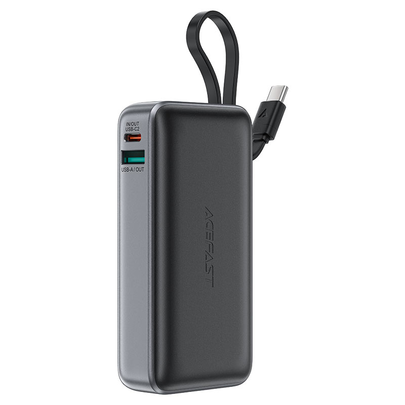 Acefast 10000mAh Fast Power Bank LED Digital Display And USB-C Cable 30W M7 Black