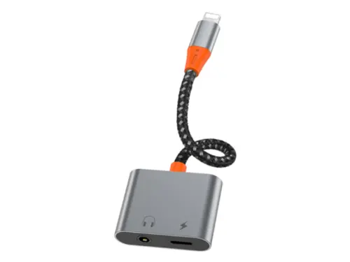 Wiwu Audio Converter Lightning to Lightning & 3.5 Audio Adapter - Gray