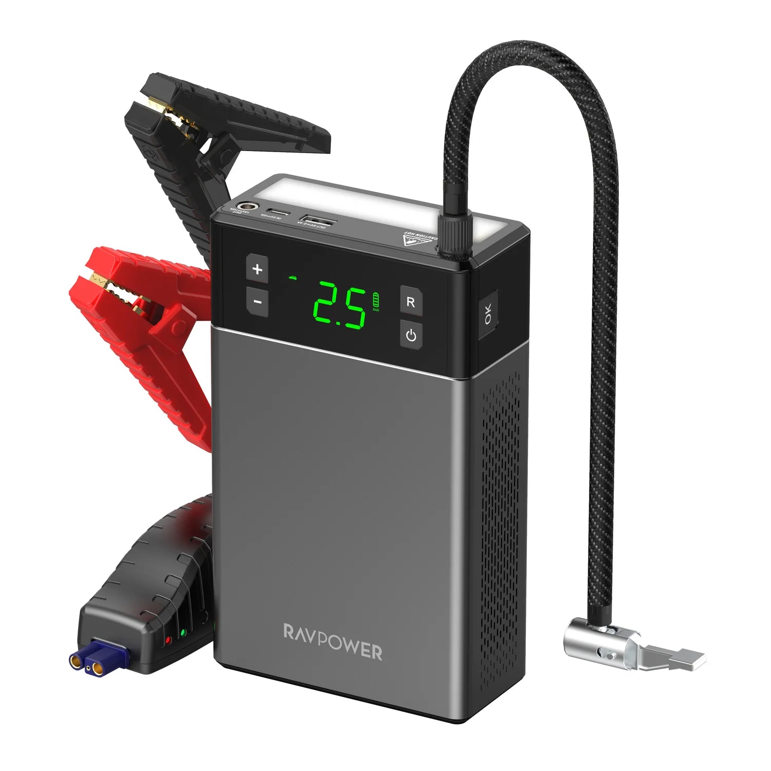 Ravpower 12000mAh 944.4WH) Jump Starter 2 IN 1 Air Compressor PB1213 Black
