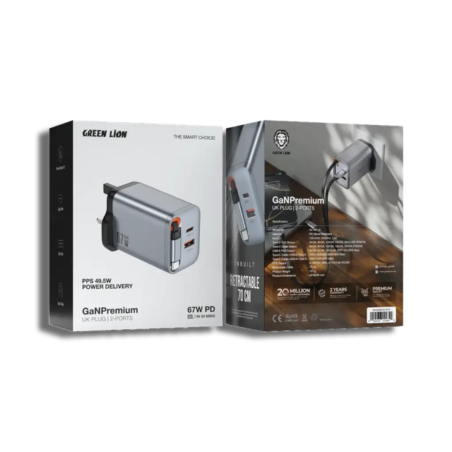 Green Lion GanPremium UK PLUG / 2 PORTS 40W