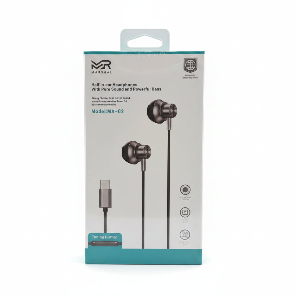 Marshal Haif In ear Headphone Whit Pure Sound And Powerful Bass - MA-02