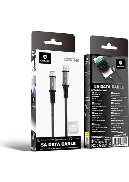 Lenyes 5A Data Cable USB-C TO USB-C 240W Super Fast Charging LC563 TC-TC Black