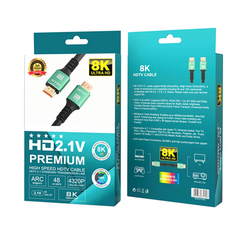 Cable HDMI 2.1V Premium 8K 3M - Black