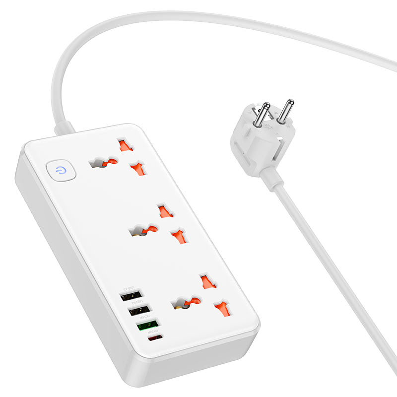 hoco Multifunctional Safety Socket AC8A White