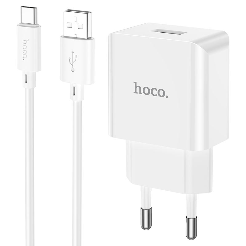 Hoco Single Port Charger Set With Cable Usb-A TO Typ-C 1M - DC48A