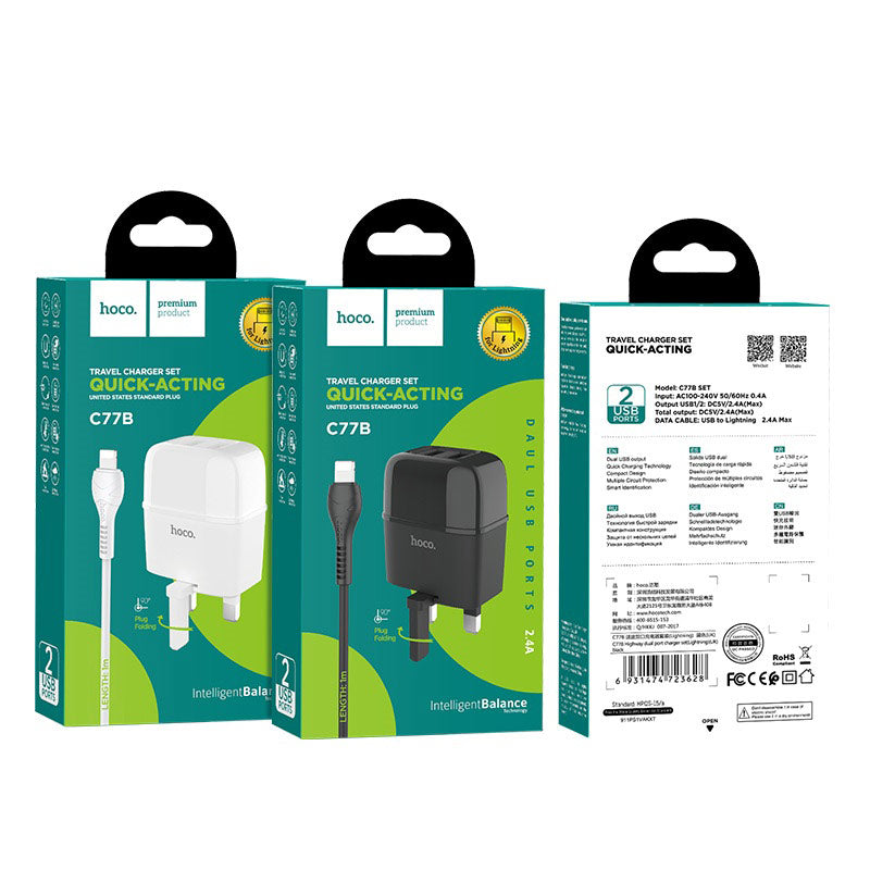 hoco Travel Charger Set Quick-Acting United Stand Stadard Plus C77B
