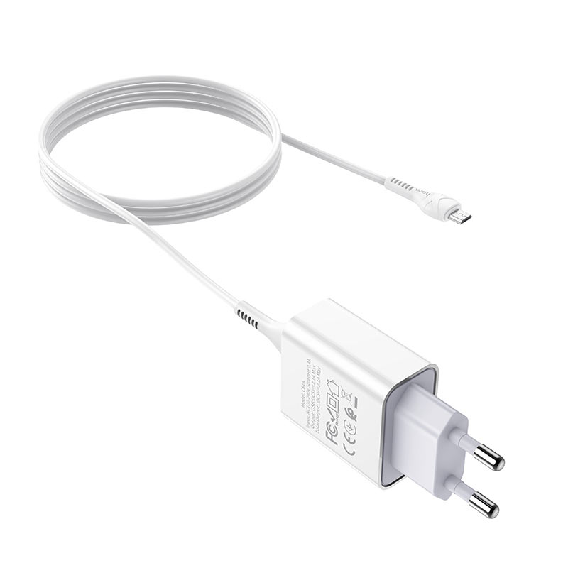 Hoco Single Port Charger Set With Cable Usb-A TO Micro 1M - C81A