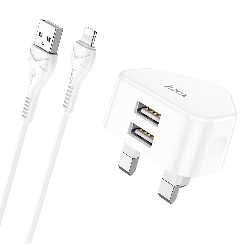 Hoco Dual Port Charger Set With Cable Usb-A TO Lightning 1M C90B