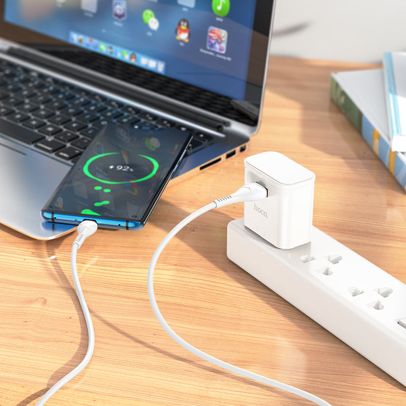 Hoco Single Port Quick Charger Set With Cable Usb-A TO Typ-C 1M 18W C92B