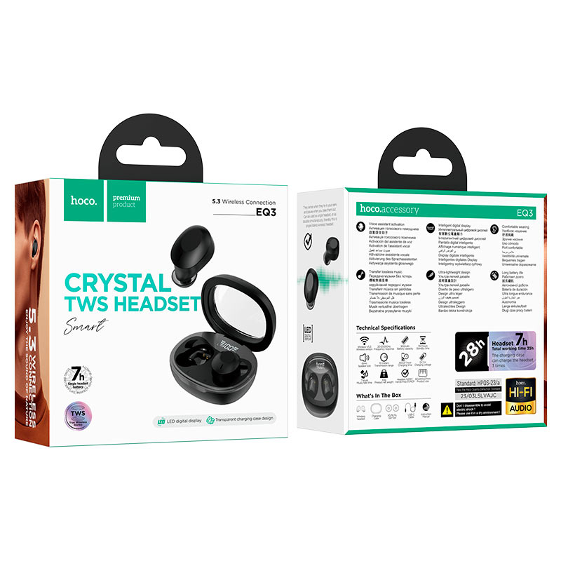 hoco Crystal TWS Headset - EQ3 Black