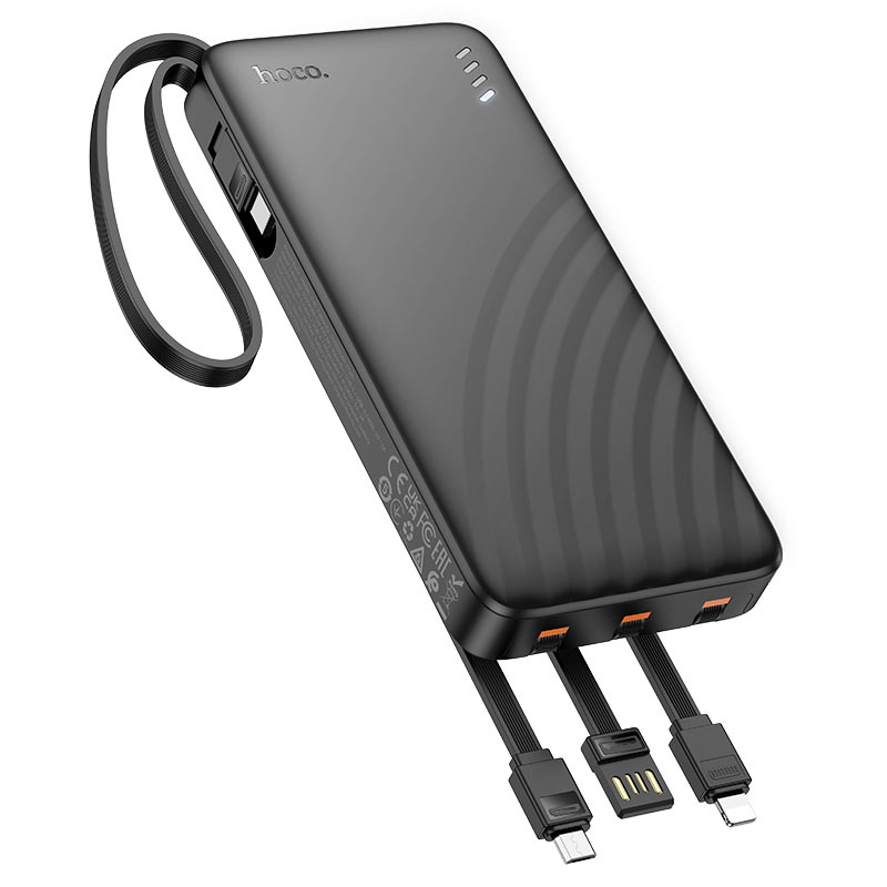 hoco 5Outputs2 Inputs With Four Cables 10000mAH POWAR Bank-J163 Black