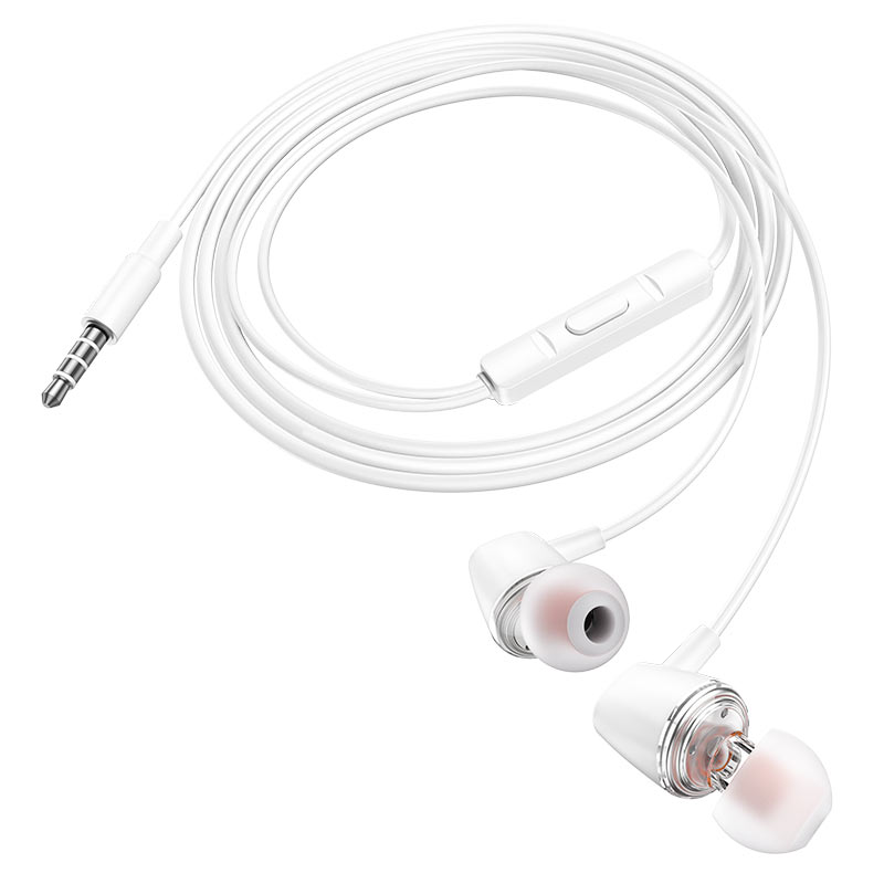 Hoco Transparent Universal Earphone With Mic M107 - White