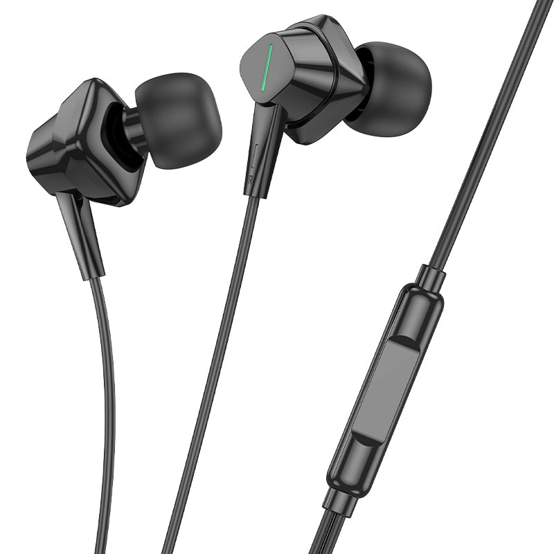 hoco Colorful Lights Wire Control Earphones With Mic For USB-C m113 Black